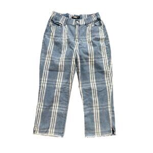 REWASH Striped Blue Denim Pants Jeans Size 5 Retro 90s Vintage Style